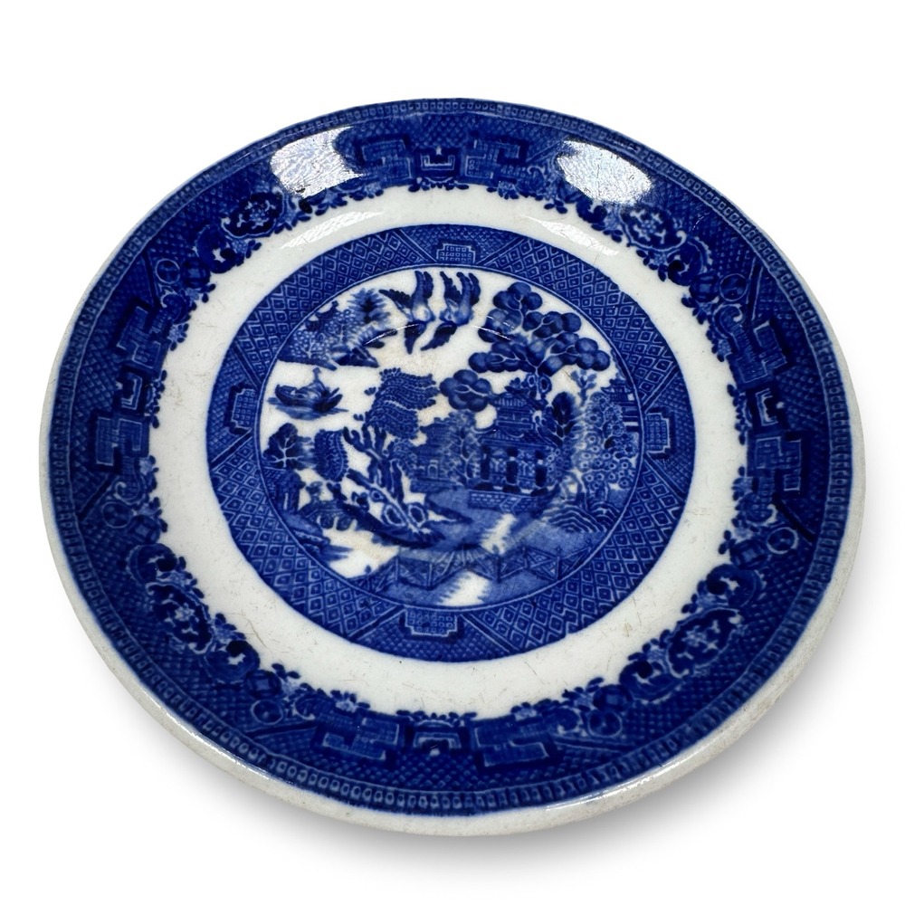 John Maddock & Sons Blue Willow Vitrified Ironstone Saucer England Antique 6in
